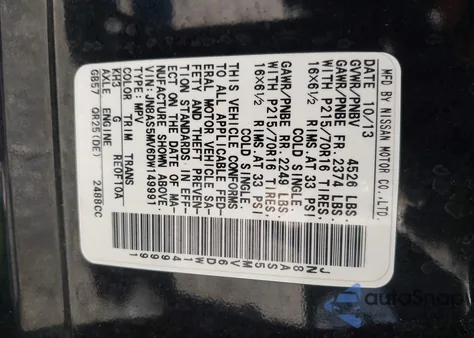 2013 Nissan Rogue S from USA, damaged, VIN JN8AS5MV6DW149991